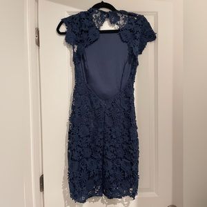 LULUs XS Navy Blue Lace Open Back Dress